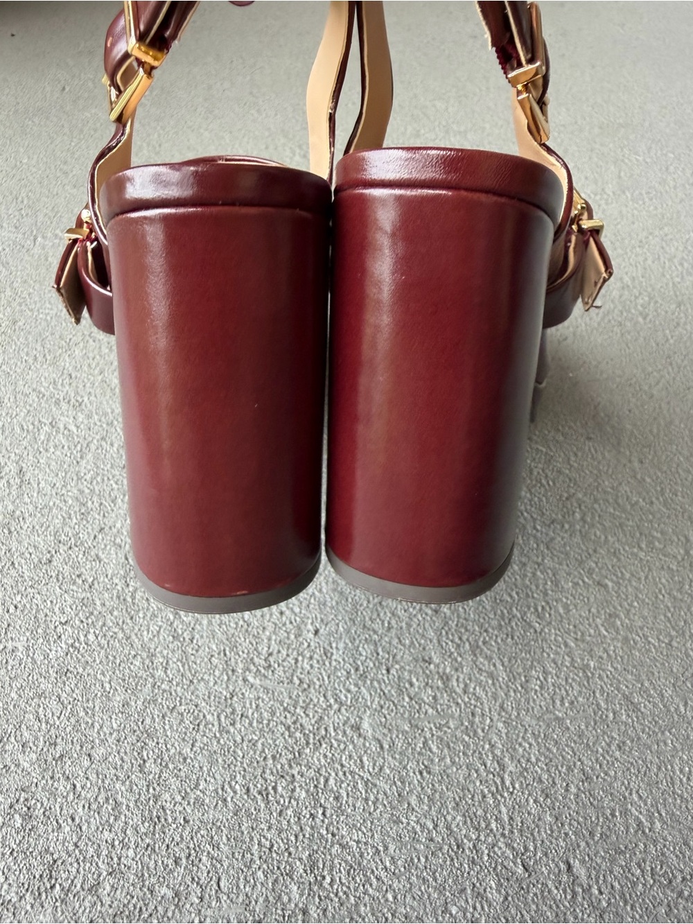 Gianni Bini Maroon Leather Sonata Slingback Mary Jane Pump 8M Chunky NWOB - Picture 9 of 13